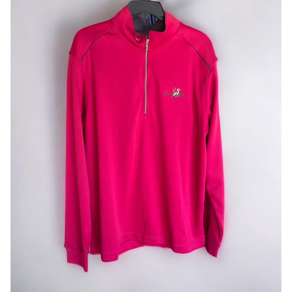Men’s Nike Golf Pullover NWT Large Red Dri-fit 1/4 Zip Long Sleeve Heron Glen